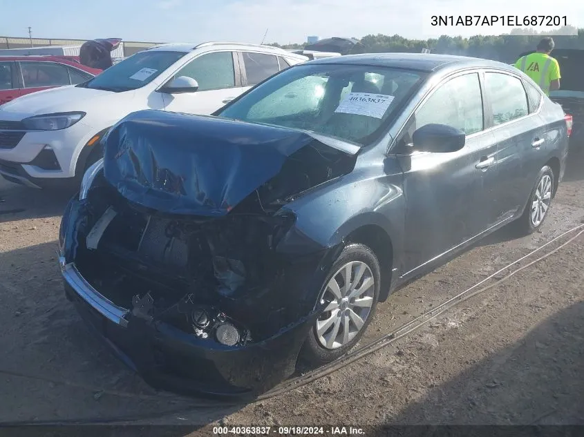 2014 Nissan Sentra S VIN: 3N1AB7AP1EL687201 Lot: 40363837