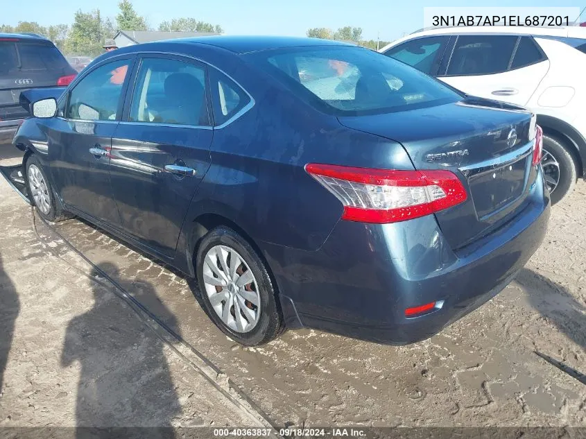 2014 Nissan Sentra S VIN: 3N1AB7AP1EL687201 Lot: 40363837