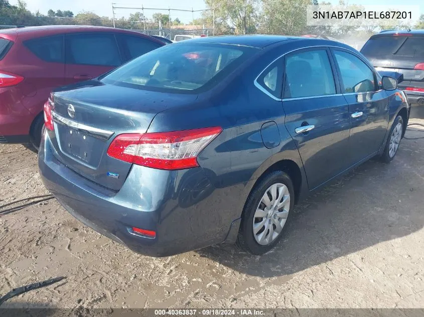 2014 Nissan Sentra S VIN: 3N1AB7AP1EL687201 Lot: 40363837