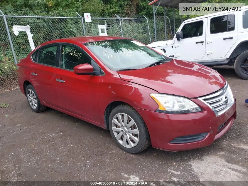 2014 Nissan Sentra S/Sv/Sr/Sl VIN: 3N1AB7AP7EY247499 Lot: 40365010