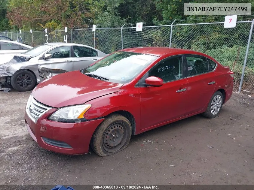 2014 Nissan Sentra S/Sv/Sr/Sl VIN: 3N1AB7AP7EY247499 Lot: 40365010