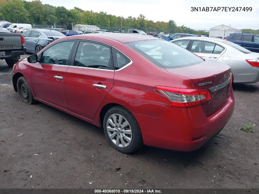 2014 Nissan Sentra S/Sv/Sr/Sl VIN: 3N1AB7AP7EY247499 Lot: 40365010