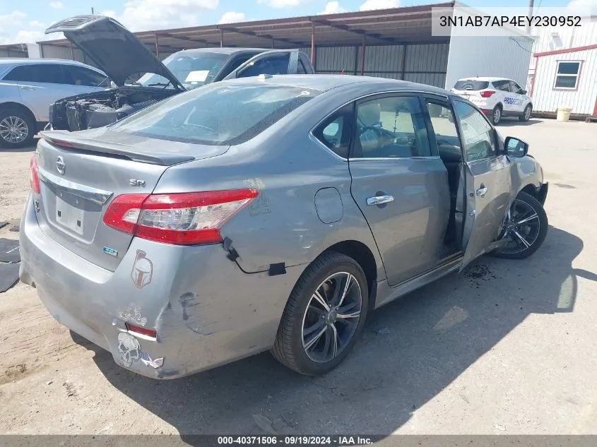 2014 Nissan Sentra Sr VIN: 3N1AB7AP4EY230952 Lot: 40371506