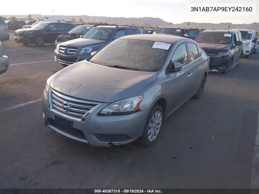 2014 Nissan Sentra S VIN: 3N1AB7AP9EY242160 Lot: 40387315