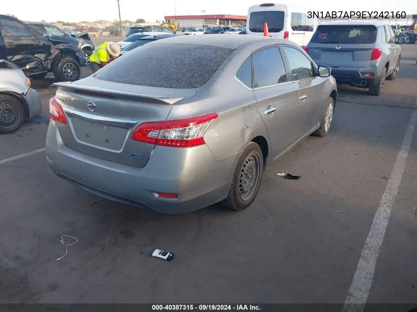 2014 Nissan Sentra S VIN: 3N1AB7AP9EY242160 Lot: 40387315