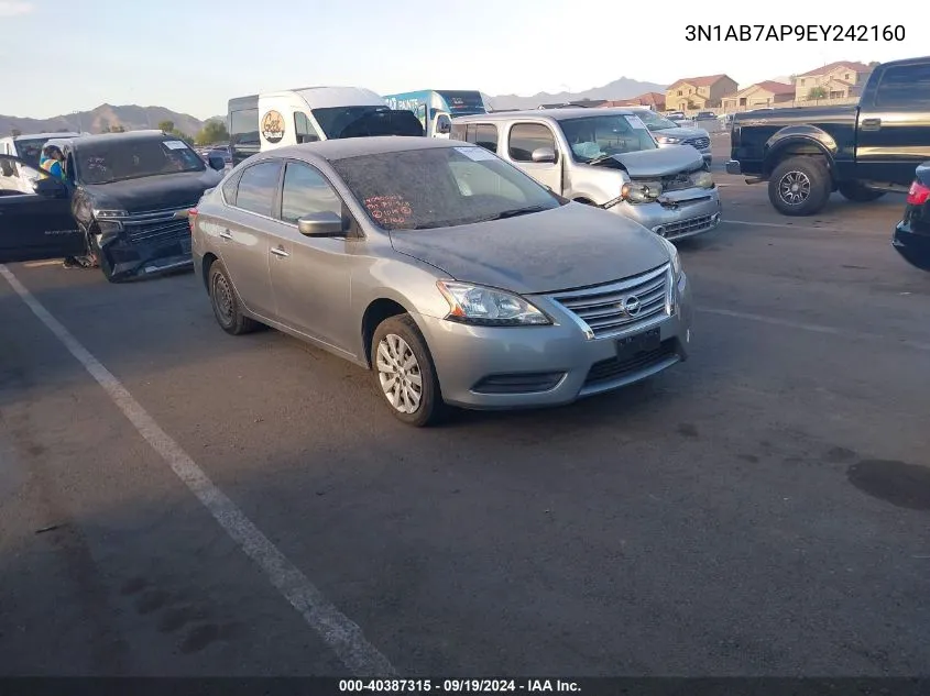 2014 Nissan Sentra S VIN: 3N1AB7AP9EY242160 Lot: 40387315