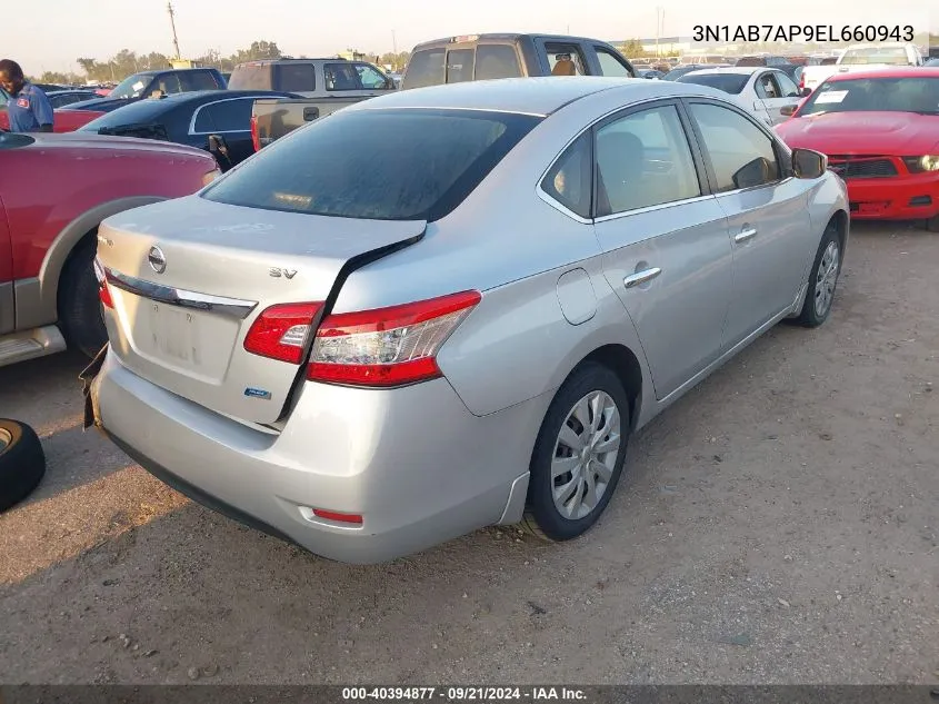 2014 Nissan Sentra Fe+ S/Fe+ Sv/S/Sl/Sr/Sv VIN: 3N1AB7AP9EL660943 Lot: 40394877