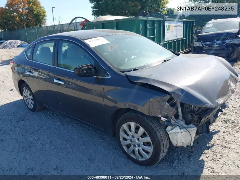 2014 Nissan Sentra S VIN: 3N1AB7AP0EY248235 Lot: 40398011