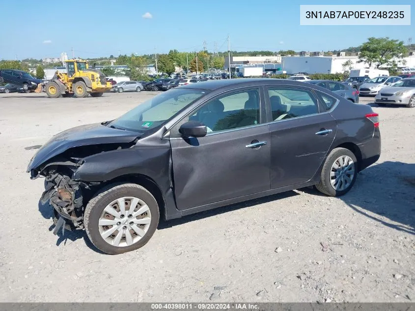 2014 Nissan Sentra S VIN: 3N1AB7AP0EY248235 Lot: 40398011