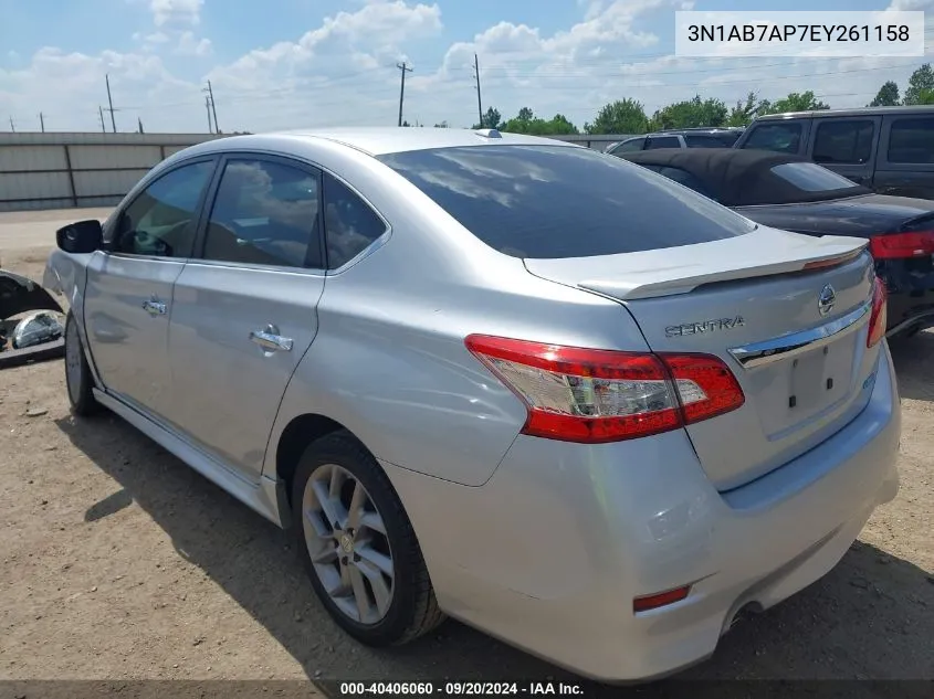 2014 Nissan Sentra Sr VIN: 3N1AB7AP7EY261158 Lot: 40406060