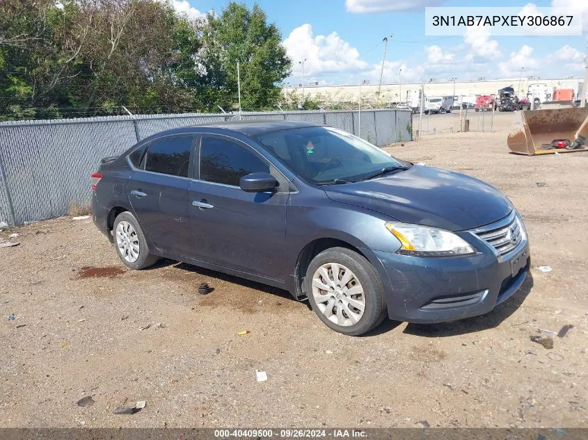 2014 Nissan Sentra Sv VIN: 3N1AB7APXEY306867 Lot: 40409500