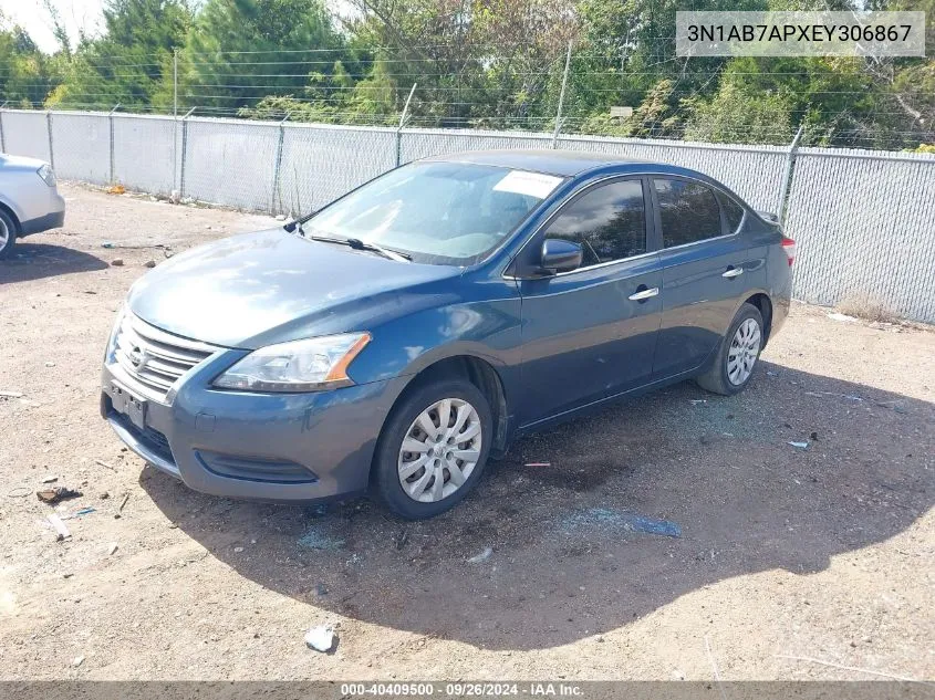 2014 Nissan Sentra Sv VIN: 3N1AB7APXEY306867 Lot: 40409500