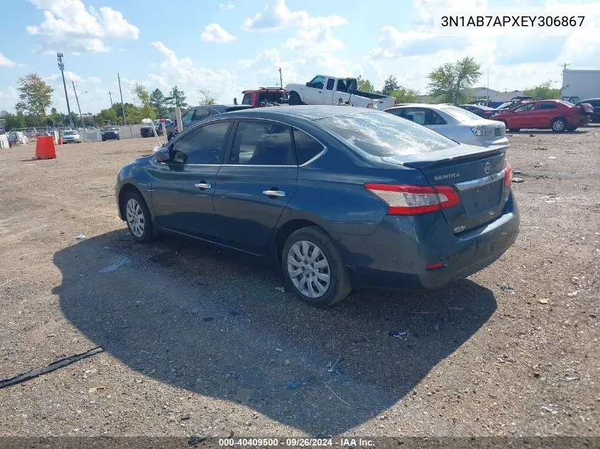 2014 Nissan Sentra Sv VIN: 3N1AB7APXEY306867 Lot: 40409500