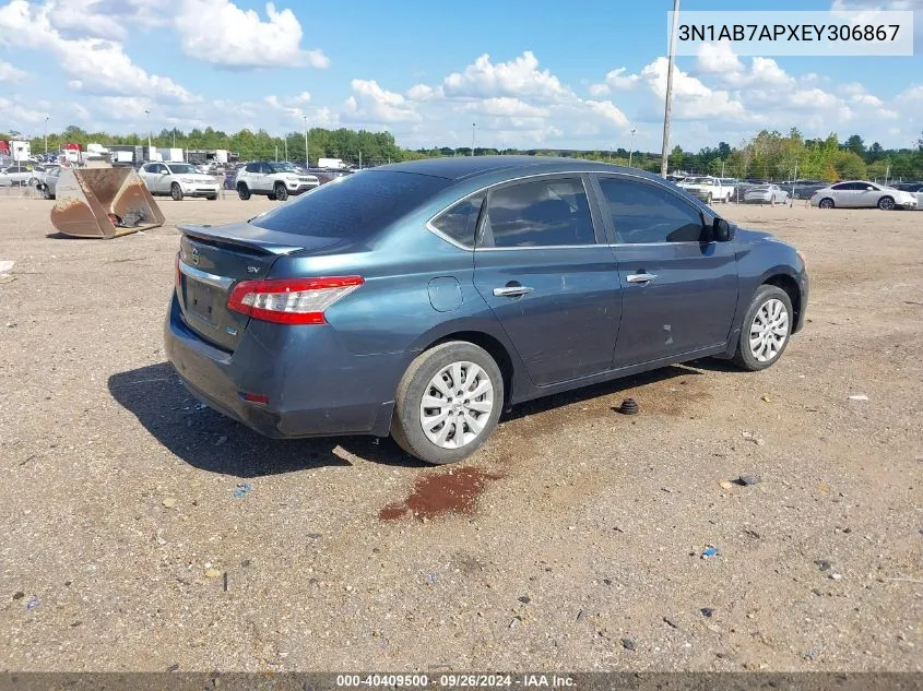 2014 Nissan Sentra Sv VIN: 3N1AB7APXEY306867 Lot: 40409500