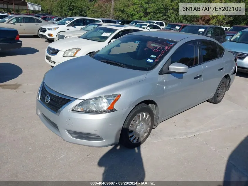 2014 Nissan Sentra S VIN: 3N1AB7AP7EY202109 Lot: 40409687