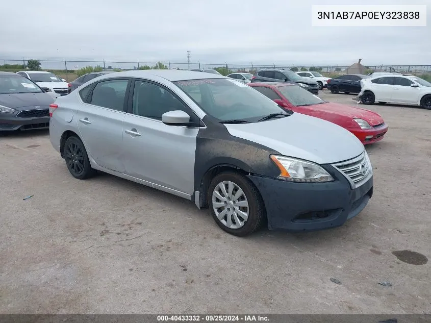 2014 Nissan Sentra Sv VIN: 3N1AB7AP0EY323838 Lot: 40433332