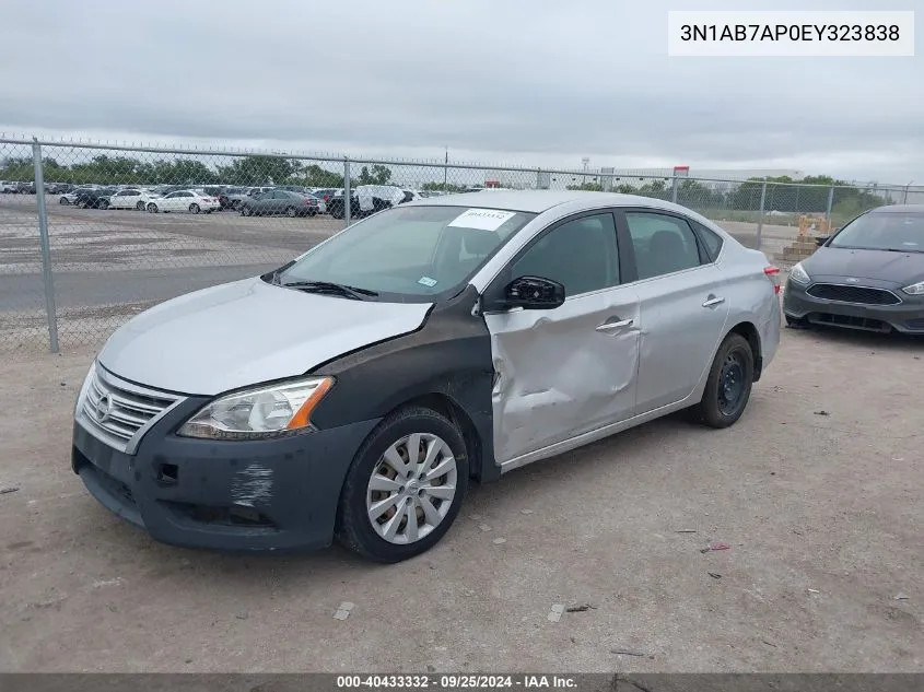 2014 Nissan Sentra Sv VIN: 3N1AB7AP0EY323838 Lot: 40433332