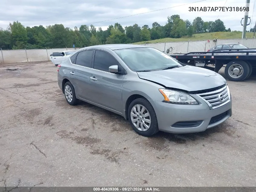 2014 Nissan Sentra S VIN: 3N1AB7AP7EY318698 Lot: 40439306