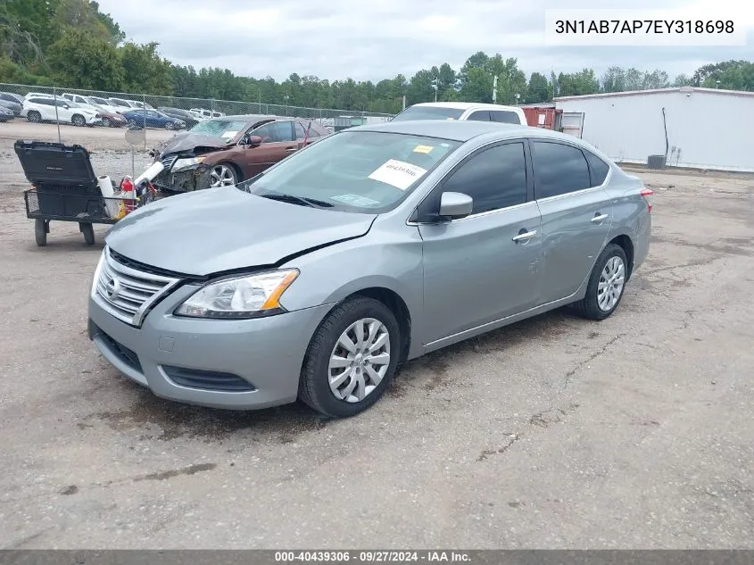 2014 Nissan Sentra S VIN: 3N1AB7AP7EY318698 Lot: 40439306