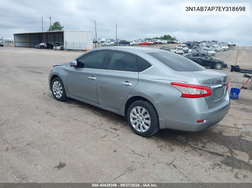 2014 Nissan Sentra S VIN: 3N1AB7AP7EY318698 Lot: 40439306