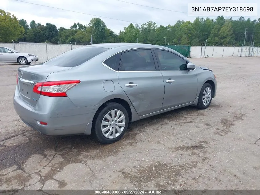 2014 Nissan Sentra S VIN: 3N1AB7AP7EY318698 Lot: 40439306