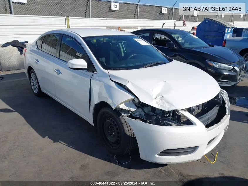 2014 Nissan Sentra Sv VIN: 3N1AB7AP3EL619448 Lot: 40441322