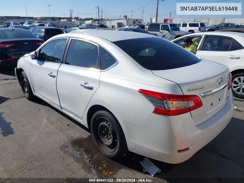 2014 Nissan Sentra Sv VIN: 3N1AB7AP3EL619448 Lot: 40441322