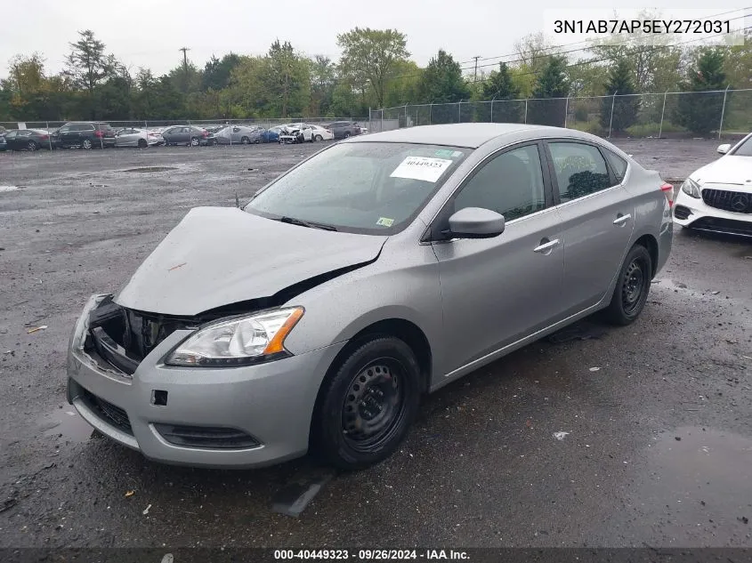 2014 Nissan Sentra S/Sv/Sr/Sl VIN: 3N1AB7AP5EY272031 Lot: 40449323