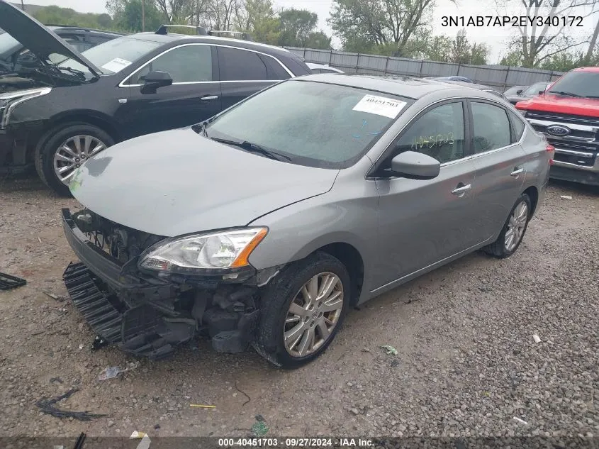 2014 Nissan Sentra Sl VIN: 3N1AB7AP2EY340172 Lot: 40451703