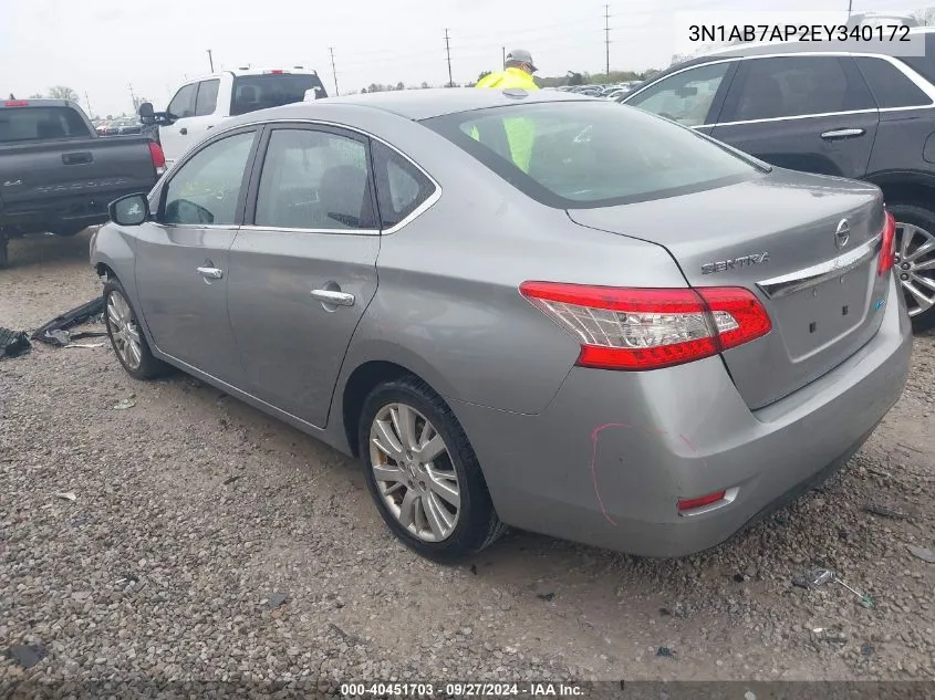 2014 Nissan Sentra Sl VIN: 3N1AB7AP2EY340172 Lot: 40451703