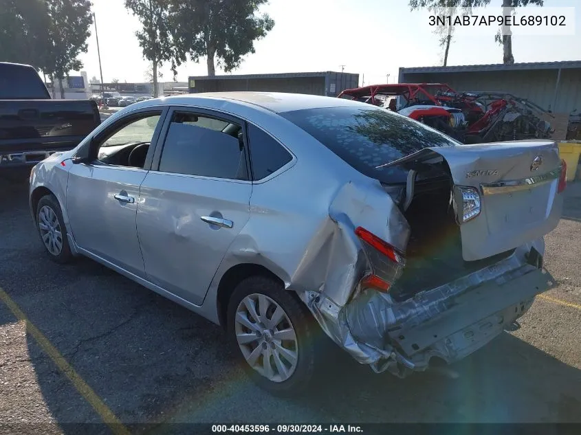 2014 Nissan Sentra S VIN: 3N1AB7AP9EL689102 Lot: 40453596