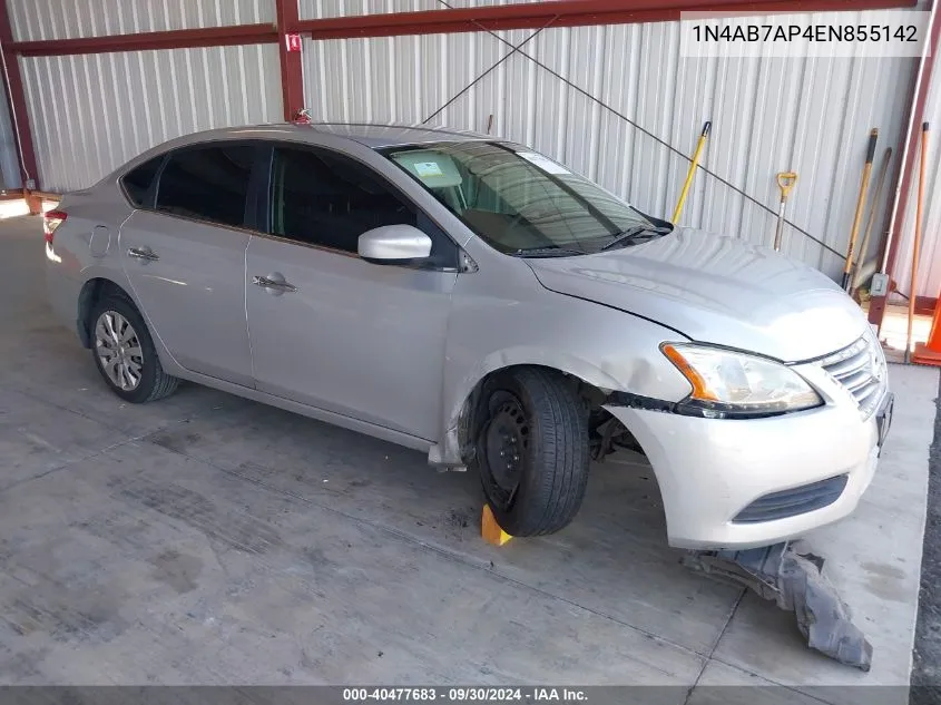 2014 Nissan Sentra S/Sv/Sr/Sl VIN: 1N4AB7AP4EN855142 Lot: 40477683