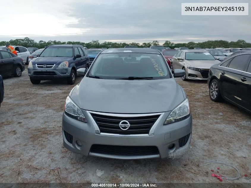 2014 Nissan Sentra S/Sv/Sr/Sl VIN: 3N1AB7AP6EY245193 Lot: 40510014