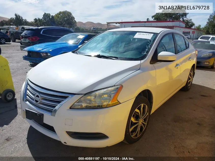 2014 Nissan Sentra S VIN: 3N1AB7AP1EL679728 Lot: 40581197