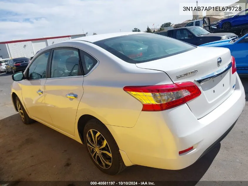 2014 Nissan Sentra S VIN: 3N1AB7AP1EL679728 Lot: 40581197