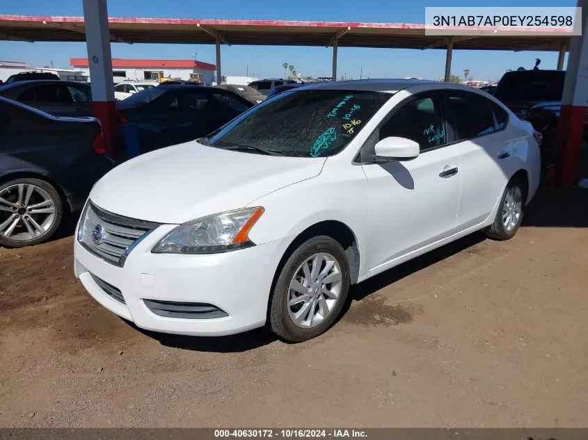 2014 Nissan Sentra Sv VIN: 3N1AB7AP0EY254598 Lot: 40630172