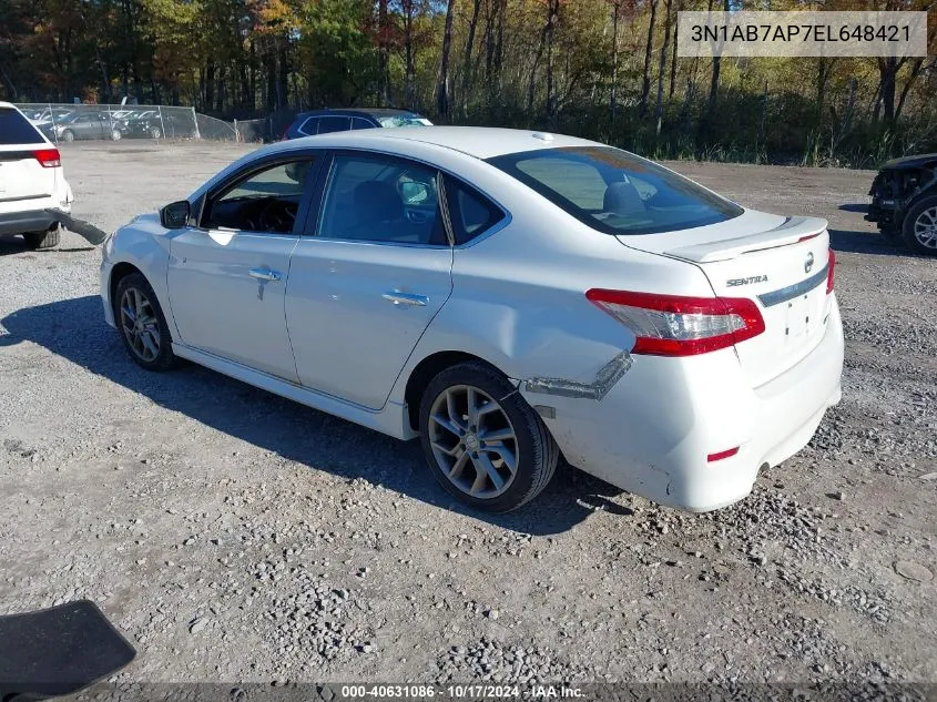 2014 Nissan Sentra Sr VIN: 3N1AB7AP7EL648421 Lot: 40631086