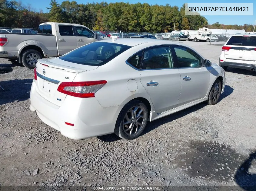 2014 Nissan Sentra Sr VIN: 3N1AB7AP7EL648421 Lot: 40631086