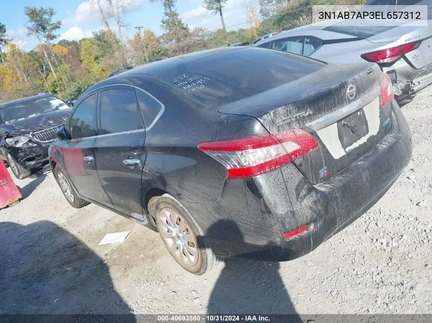 2014 Nissan Sentra Sv VIN: 3N1AB7AP3EL657312 Lot: 40693580