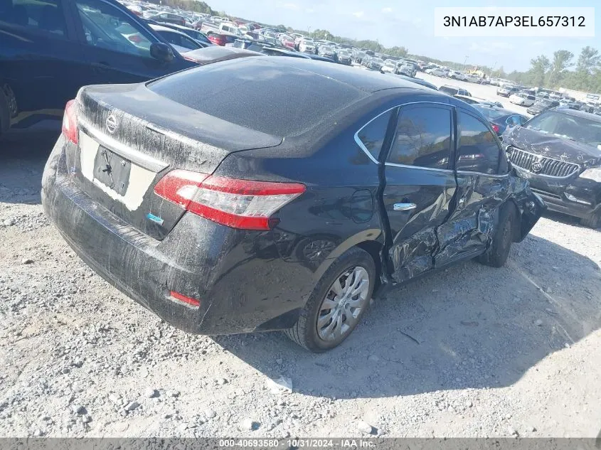 2014 Nissan Sentra Sv VIN: 3N1AB7AP3EL657312 Lot: 40693580