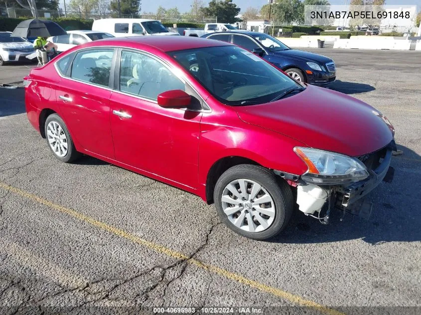 2014 Nissan Sentra S VIN: 3N1AB7AP5EL691848 Lot: 40695983