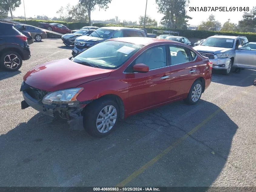 2014 Nissan Sentra S VIN: 3N1AB7AP5EL691848 Lot: 40695983