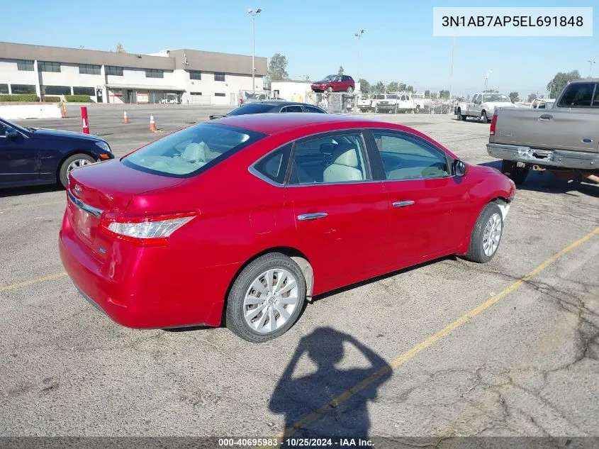 2014 Nissan Sentra S VIN: 3N1AB7AP5EL691848 Lot: 40695983