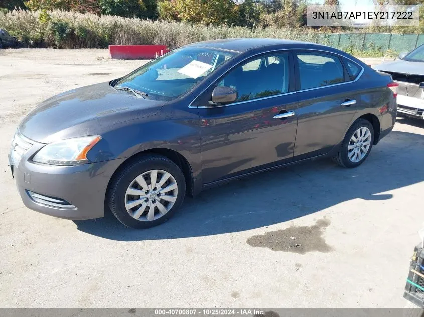 2014 Nissan Sentra Fe+ S/Fe+ Sv/S/Sl/Sr/Sv VIN: 3N1AB7AP1EY217222 Lot: 40700807