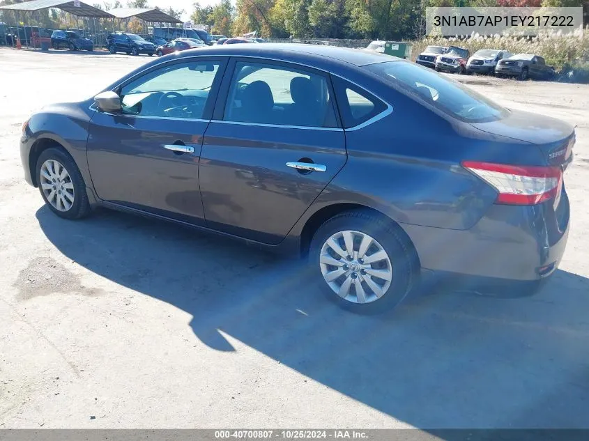 2014 Nissan Sentra Fe+ S/Fe+ Sv/S/Sl/Sr/Sv VIN: 3N1AB7AP1EY217222 Lot: 40700807