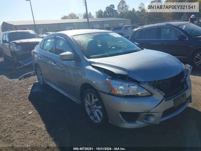 2014 Nissan Sentra Sr VIN: 3N1AB7AP0EY321541 Lot: 40728251