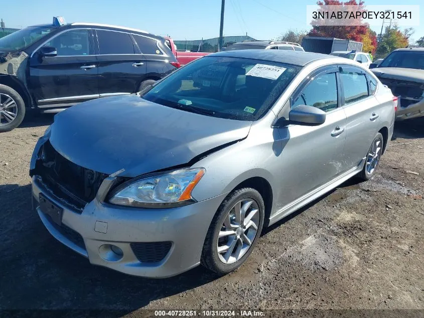 2014 Nissan Sentra Sr VIN: 3N1AB7AP0EY321541 Lot: 40728251