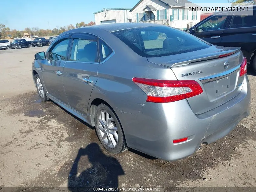 2014 Nissan Sentra Sr VIN: 3N1AB7AP0EY321541 Lot: 40728251