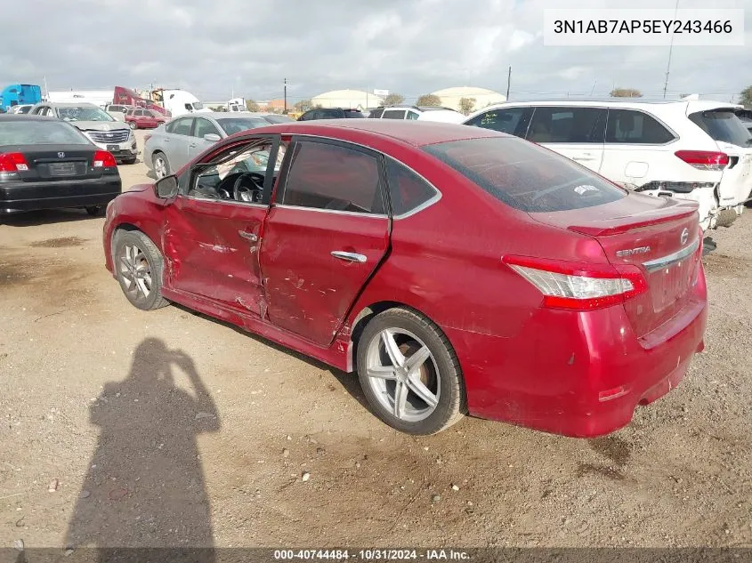 2014 Nissan Sentra Sr VIN: 3N1AB7AP5EY243466 Lot: 40744484