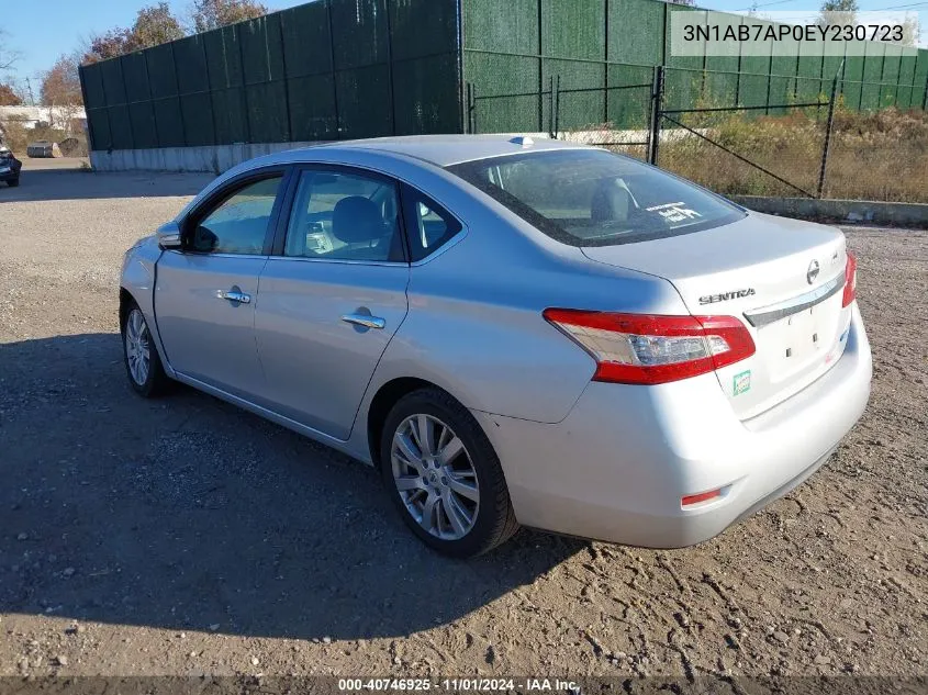 2014 Nissan Sentra Sl VIN: 3N1AB7AP0EY230723 Lot: 40746925